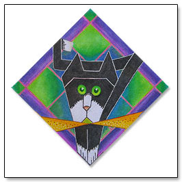 Origami the Cat Painted Needlepoint Canvas